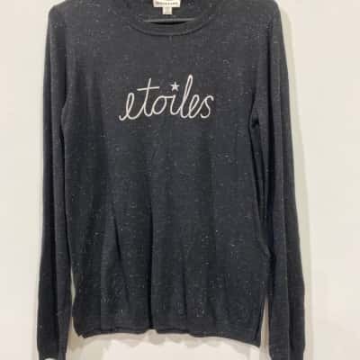 Whistles  Etoiles Annie Sparkle Womens  Size 12 Crew Neck Jumper  Black RRP$159.00  
