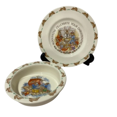 Bunnykins Christening Plate & Raft Bowl