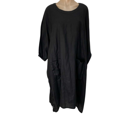 TIRELLI Womens Black Linen Dress Free Size 