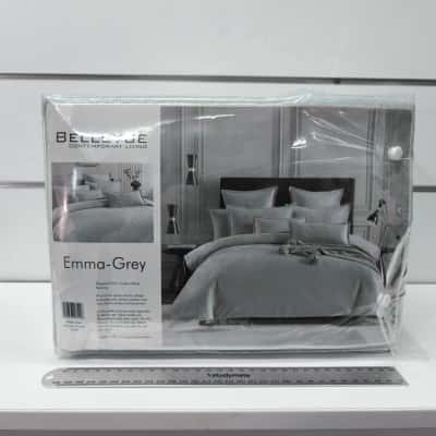 Bellevue Emma-Grey King Size Quilt Cover Set PreOwned As New 