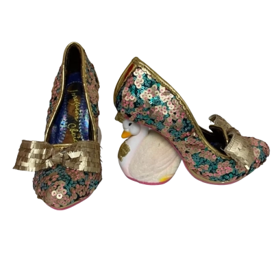 Irregular Choice Womens  Size 38 Heels Gold / Green / Pink  