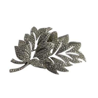 Vintage Womens Brooch Silver Tone with Marcasite 