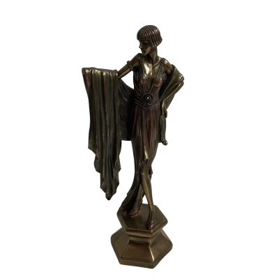 Veronese Cold Cast Bronze Coated Lady With Shawl Statue
