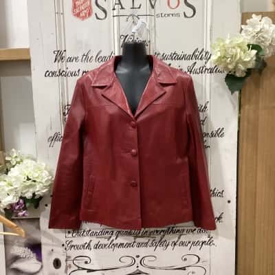 VINTAGE! L’ Aurore Brand! 100% FINE LEATHER JACKET! MADE IN AUSTRALIA! Womens  Size 14 Leather Jacket Red 