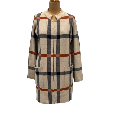 Womens Tahari Fully Fashioned Knit Check Cardigan Size M