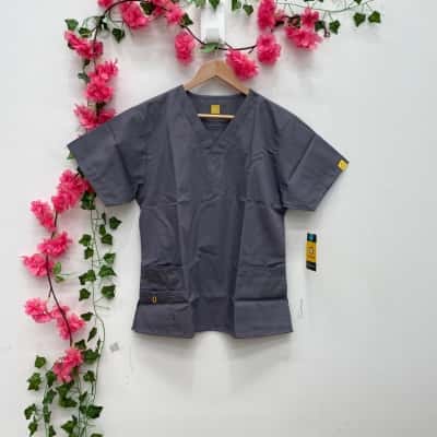 WonderWink Womens  Size M Short Sleeve Scrub Top Grey 