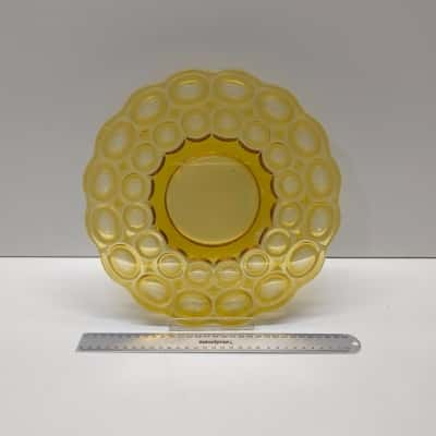 Vintage Amber Glass Bubble Ring Design Serving Dish Platter 28cm