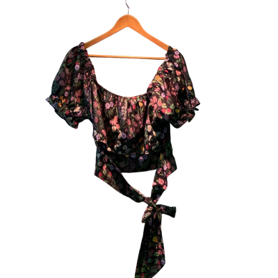  Womens  Size XL Off-the-shoulder Top Black  / Floral / Multicoloured 