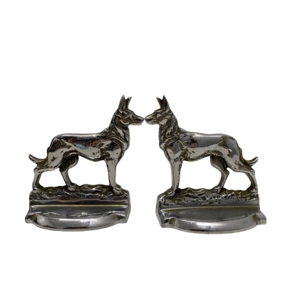 Dog Book Ends Silver Tone x2