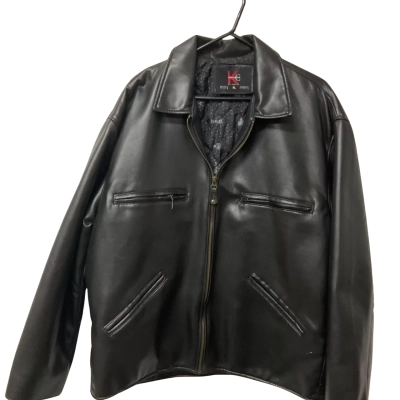  Mens Kingcraften  Size XL black leather Front Zipper jacket