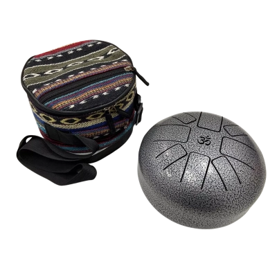  Steel Tongue Drum - 8 Note Chakra Happy Drum with Rubber Feet / Carry Bag - (Approx.: 7")