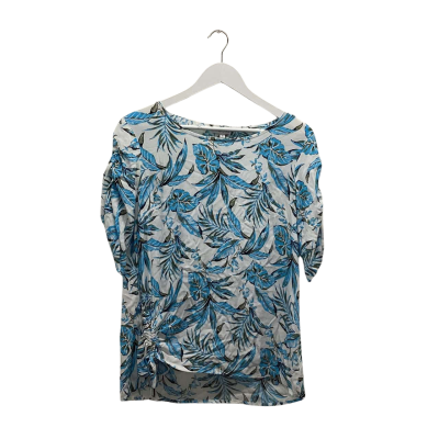 W. Lane Size 12 Blue Floral Drawstring Top rrp$89 BNWT