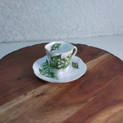 Vintage Shelley Fine Bone China Lily of the Valley 13822 - Demitasse Cup and Saucer Set