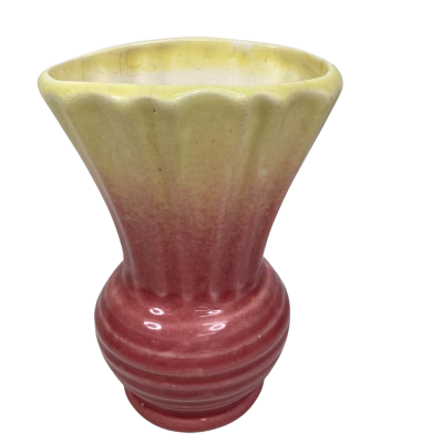 Vintage Diana Pottery Magenta/Yellow Drip Glazed Vase
