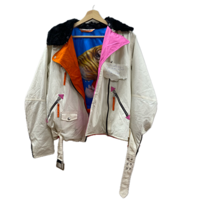 JC de CASTELBAJAC Womens Jacket Size M Black / White with Pink and Orange accents