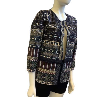 Sportsgirl Womens Size 10 Boho Style Embellished Jacket Multicoloured
