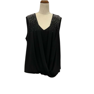 Queenspark Womens  Size 18 wrap-style Top Black  