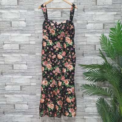  Womens  Size 12 Maxi Dress Black  / Floral by Romance