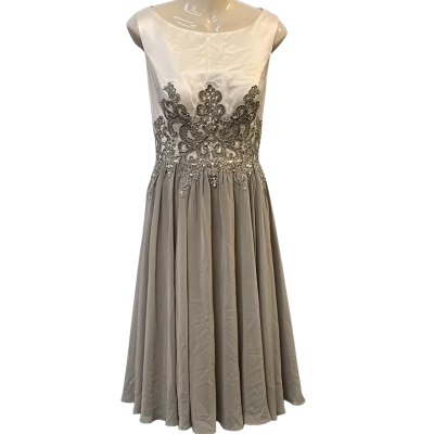 JJ's House Womens  Size 14 Midi Dress Grey / White 