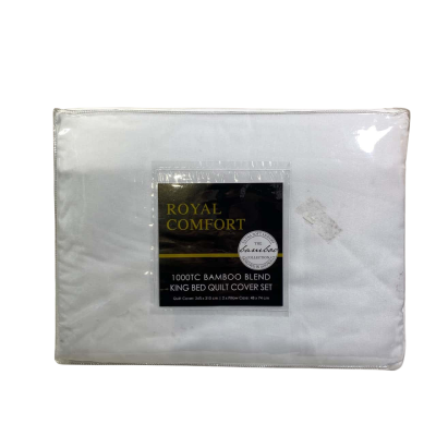Royal Comfort King Bed Quilt Cover Set White Color