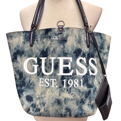 Guess Women’s Tote Bag Acid Wash Denim Tote Bag with small matching pouch