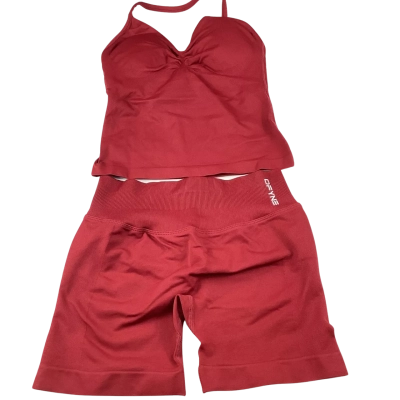 DFYNE Top & Bike Shorts - Maroon Red Size S 