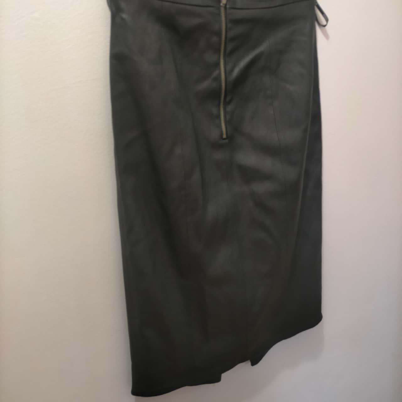 Kookai Stunning Black Leather Long Pencil Skirt Size 38 VGUC