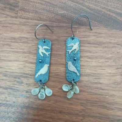 Bird Design Earrings Stamped '925'