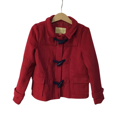 Lily & Dan Kids Size 5 Red Zip Front Wool Duffle Coat