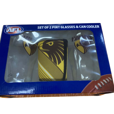 AFL. Hawks glass and cooler set