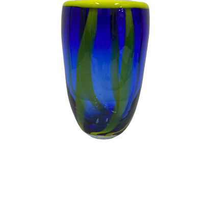 Blue and Yellow Glass Vase 