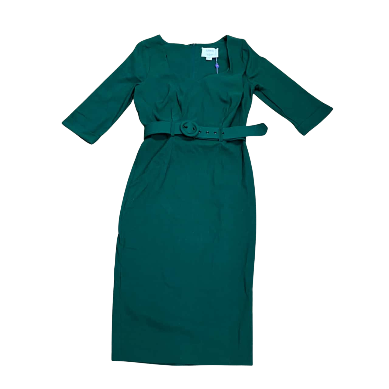 emerald green pencil dress Emerald Green Puff Sleeve V Neck Bodycon Pencil Dress main image 0