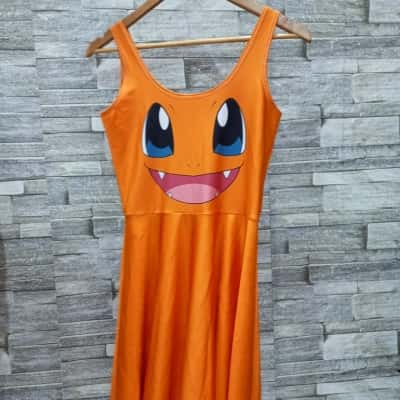 LDC fashion charmander  Womens  Size L Sleeveless Dress  Black  / Orange / Teal / White 