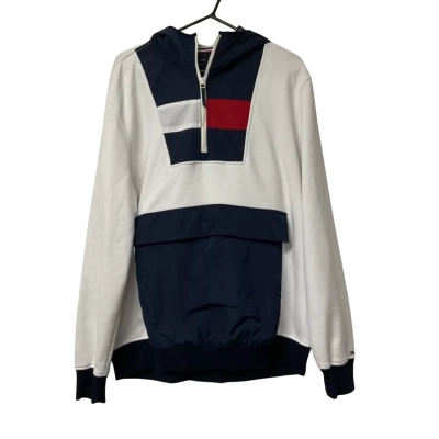 Tommy Hilfiger Mens Size XL Hoodie Navy Blue & White 