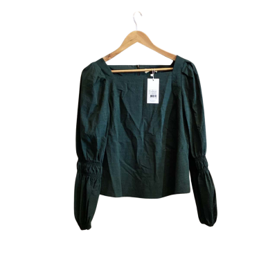 Cue Womens  Size 8 Long Sleeve Shirt Green / Pattern 