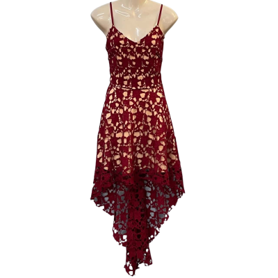 Two Sisters Womens Size 6 Party/Shoestring Strap Dress Beige/Maroon