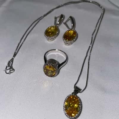  Women's Jewellery Set Marked 925 With Yellow CZ