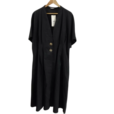 Something 4 Olivia Womens  Size 18 Blair Linen Midi Dress Black