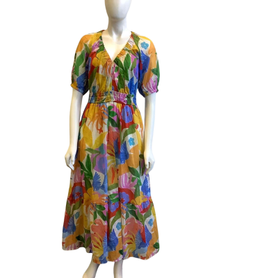 BNWT Jeanswest Women's Size 8 Shiloh Peasant Dress Multicoloured Floral 