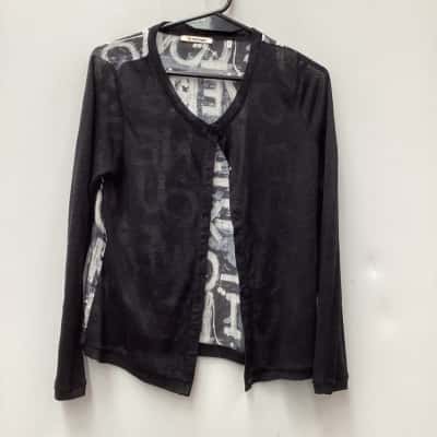 rich&royal Womens Size S Cardigan Black with pattern on back