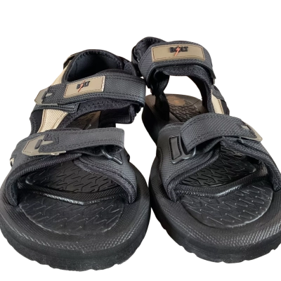 New Bolt Mens Size 12 Sandals Black With Cream Trim