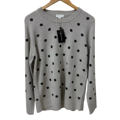 Grace Hill Womens Size S Long Sleeve Top Grey / Polka Dot 