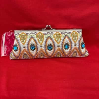  Women's Milleni  Clutch featuring Intricate Bead Work & Blue Beads