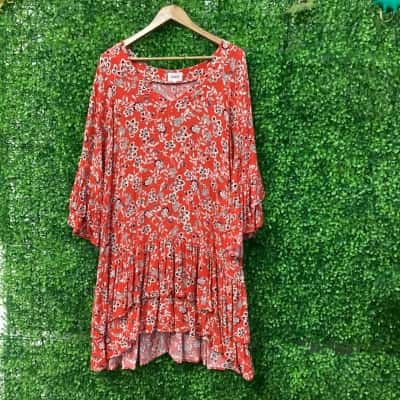 Seed Heritage Womens  Size 14 Casual Dress Floral / Orange 