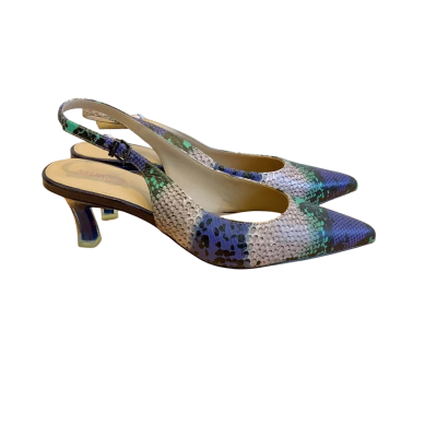 Mimco Women's Size EU 40 Leather Sling Back Heels Multicoloured Snake Skin 