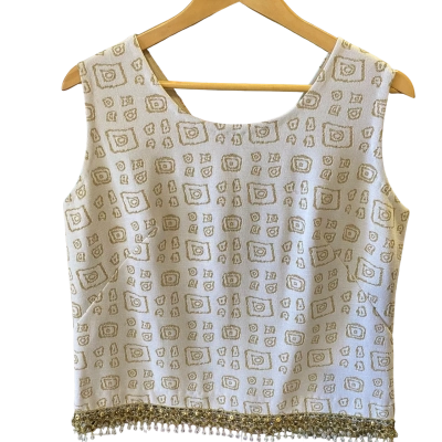 Vintage Crop Top Beige / Gold Sz 14