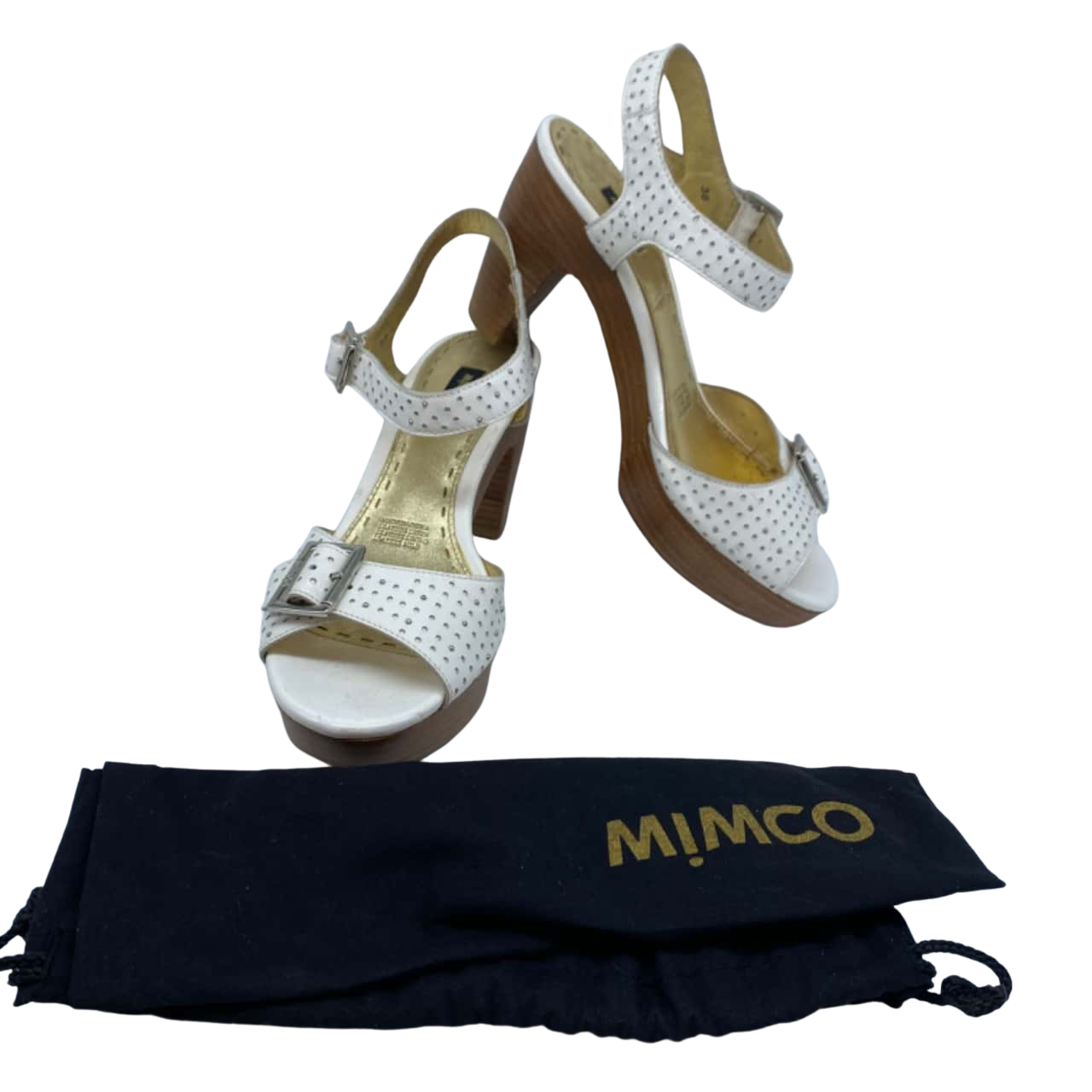 Mimco Womens Size 38 White Heeled Sandals