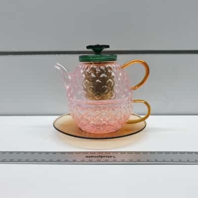 T2 Pink Glass Teapot Set