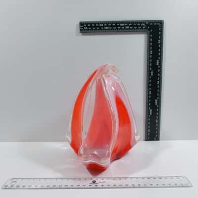 Vintage OTK Glass Japanese Shell Coquille Blown Glass Art Red White 