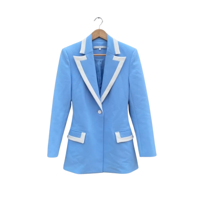 Womens Bianca and Bridgett Size 6 Retro Blazer Suit Set Blue / Striped / White / Pattern